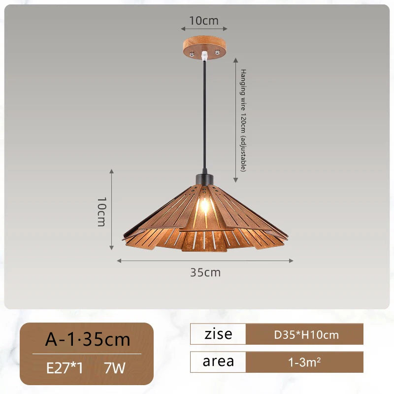 Japanese retro wooden pendant light for interior decoration