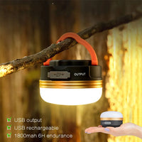 Rechargeable USB portable LED camping lamp for hiking and night use