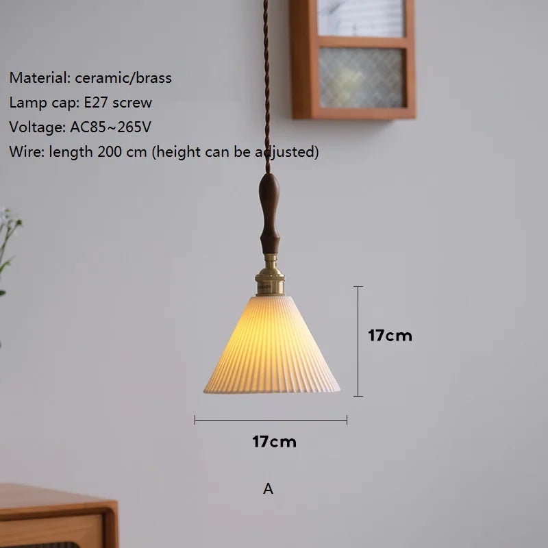 Nordic vintage ceramic and brass pendant chandelier