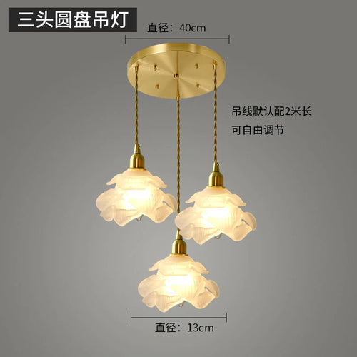 Retro brass and glass petal pendant light for interior decoration - vue 11 sur 10