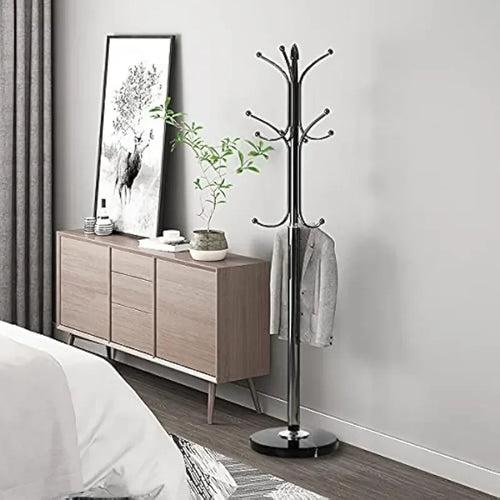 Metal Coat Rack Stand with Natural Marble Base, Free Standing Hall Tree with 12 Hooks for Hanging Scarf, Bag, Jacket - vue 6 sur 8