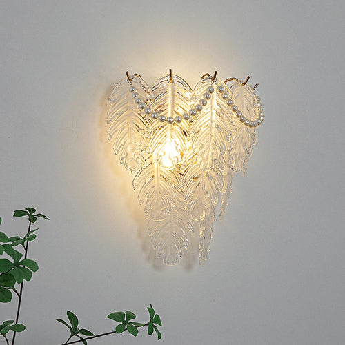 Luxury glass LED wall light with nature-inspired patterns - vue 3 sur 15