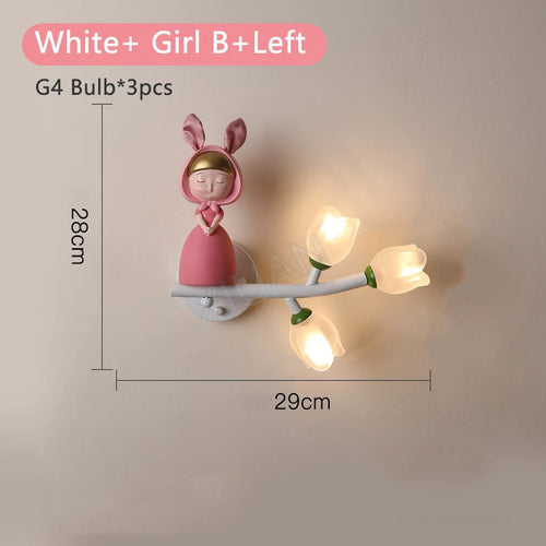 Led g4 wall light girl rabbit flower for children - vue 17 sur 22