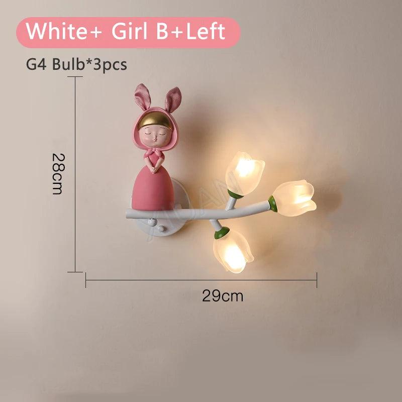 Led g4 wall light girl rabbit flower for children - vue 16 sur 22