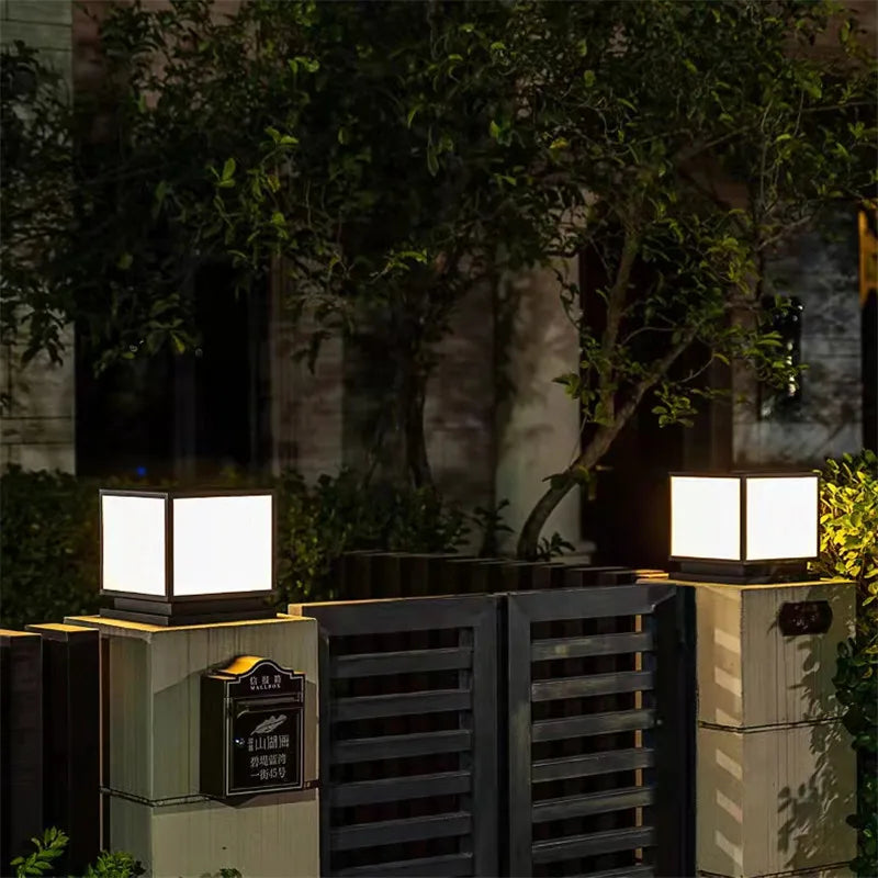 Modern vintage waterproof outdoor post lamp for garden and patio - vue 5 sur 14