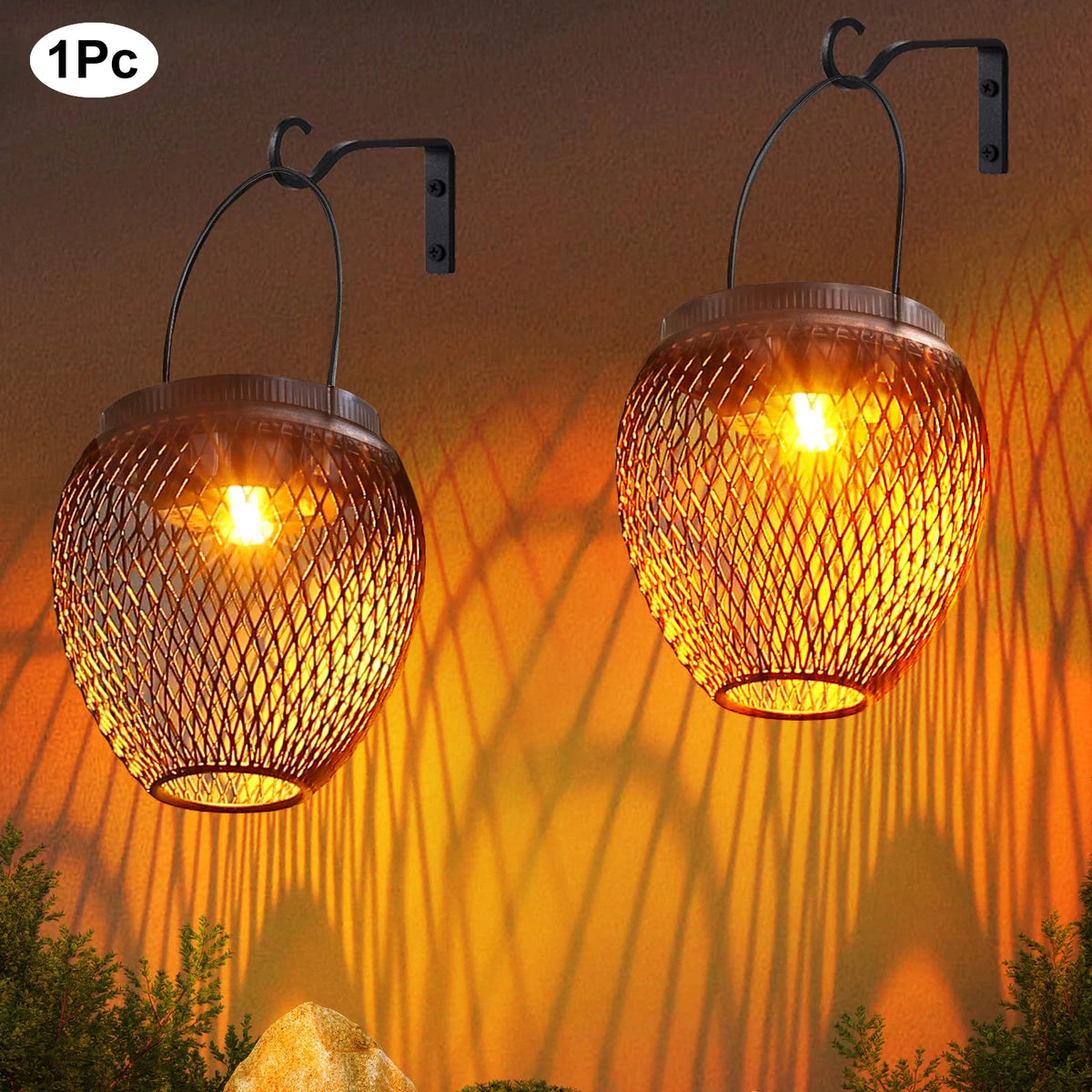 Decorative solar metal hanging outdoor lantern