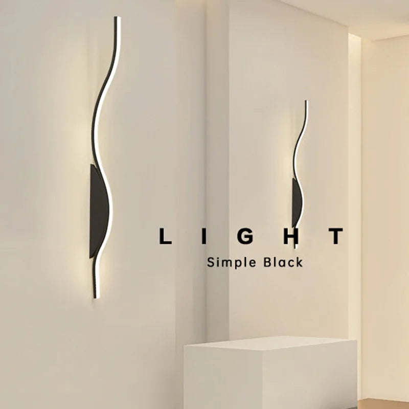 Modern S-shaped LED wall light for decorative lighting