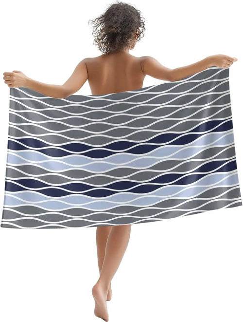 Abstract wave pattern quick dry beach towel