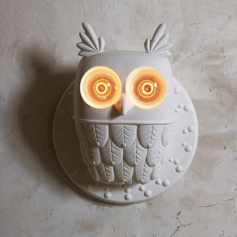 Nordic postmodern resin owl wall light