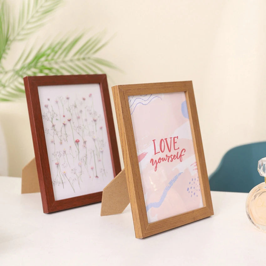 Wooden photo frame for wall and desk decoration