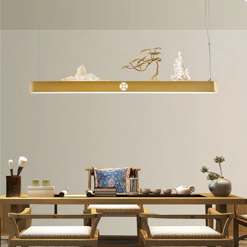 Chinese wooden pendant light for a zen and economical atmosphere - vue 5 sur 16