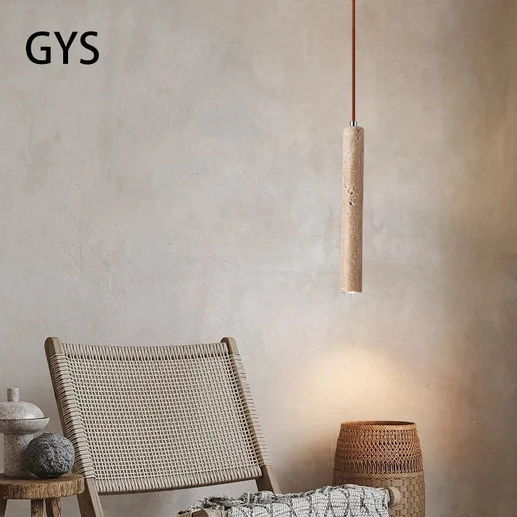 Japanese style retro modern wooden tube pendant light