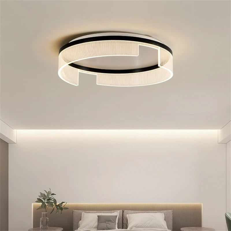 Modern round LED ceiling light in metal and acrylic for indoors - vue 5 sur 13
