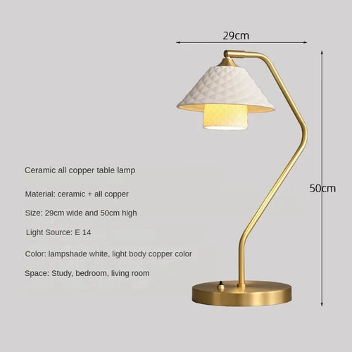 Modern ceramic and copper desk lamp with adjustable angle - vue 13 sur 12