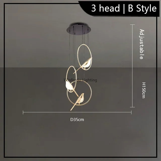Led chandelier bird art loft original design decoration - vue 15 sur 18