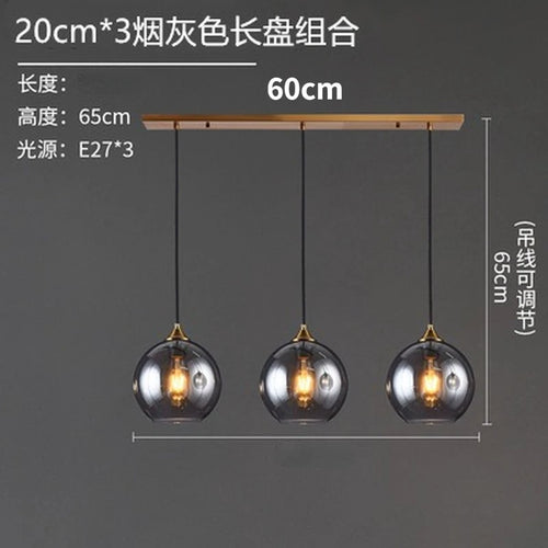 Nordic smoked glass luxury single pendant lamp - vue 17 sur 26