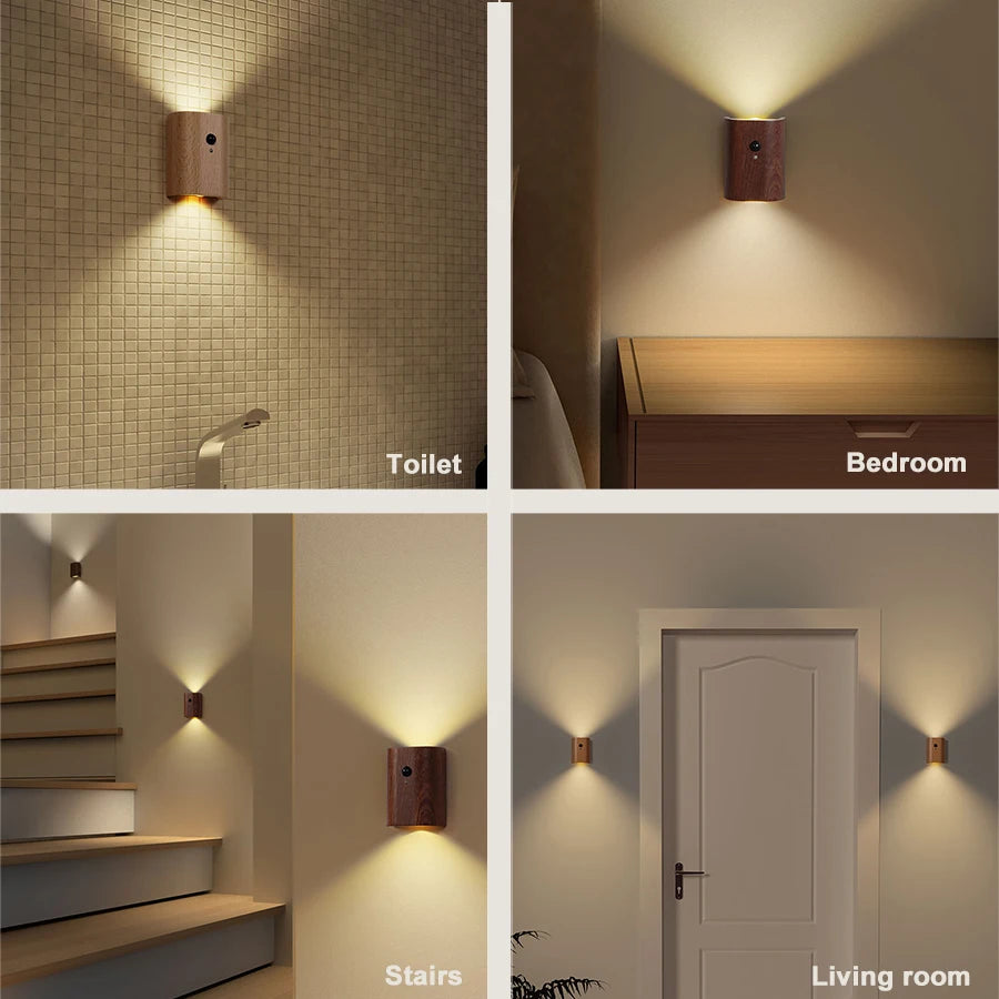 Wireless LED wall light with USB rechargeable night lamp
