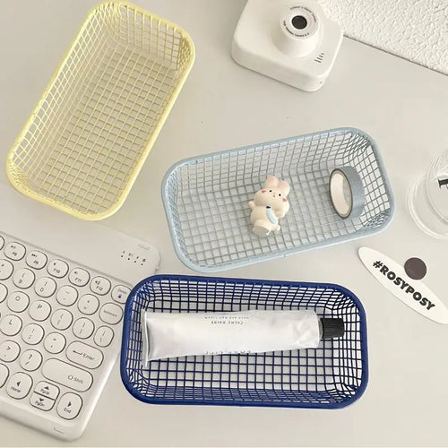 metal storage basket for desk and makeup - vue 4 sur 9