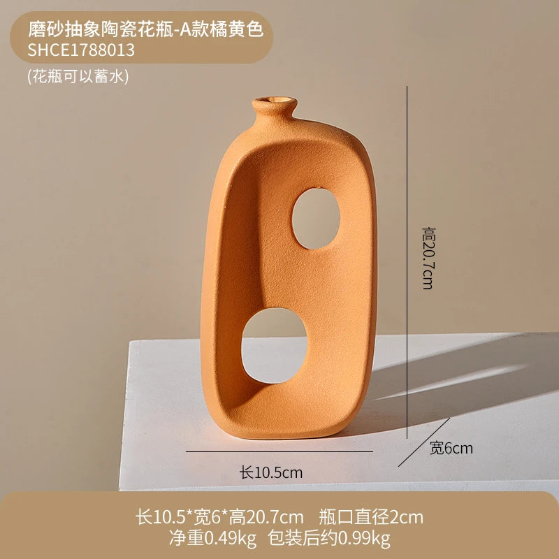 openwork ceramic vase for dried flowers and interior decoration