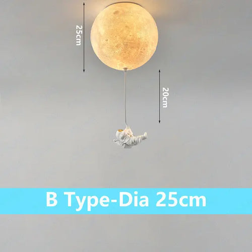 Decorative lunar ceiling light with astronaut, ideal for bedroom - vue 10 sur 15