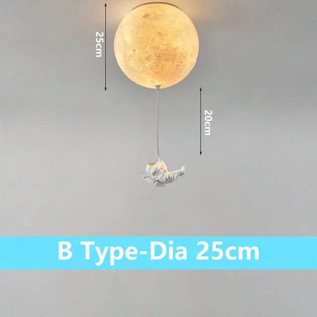 Decorative lunar ceiling light with astronaut, ideal for bedroom - vue 9 sur 15