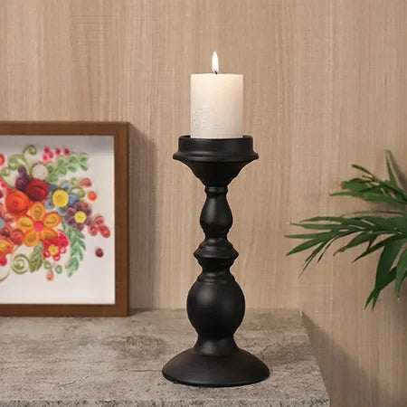 Black iron candle holder nordic style for decoration and weddings - vue 10 sur 9