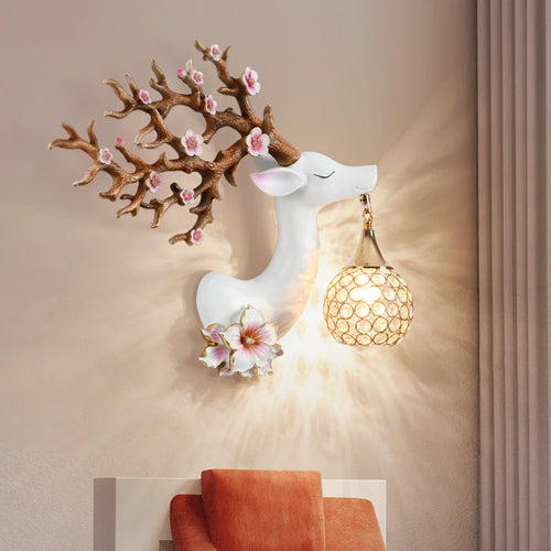 Modern resin wall light with Chinese style fortune deer - vue 3 sur 10