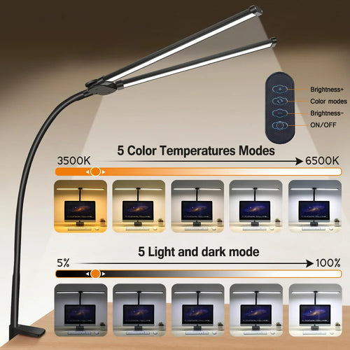 Double head LED desk lamp - vue 2 sur 7