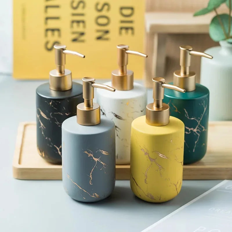 ceramic bottles for soap, shampoo and shower gel