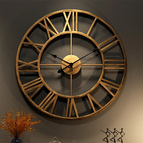3d modern decorative wall clock retro roman style silent metal - vue 6 sur 9