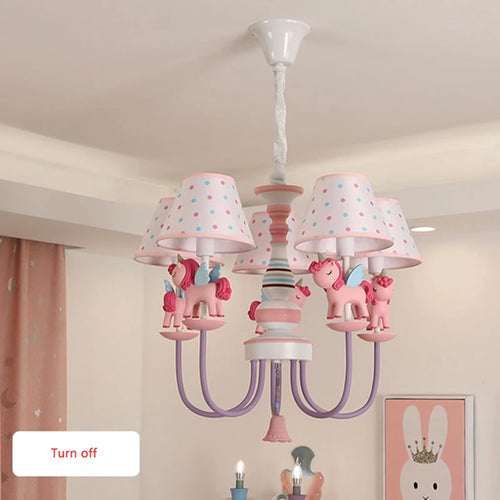 Romantic fabric and resin chandelier for children - vue 2 sur 6