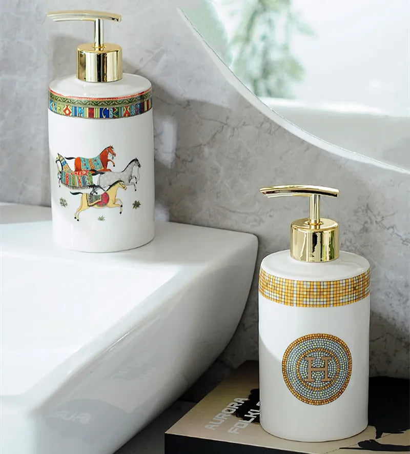 empty ceramic pump bottles for cosmetics and disinfectants