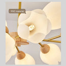 Nordic wooden chandelier with flower-shaped LED light