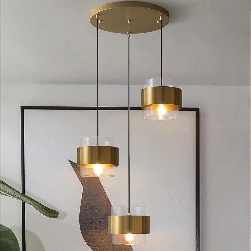 Modern minimalist gold art glass pendant light - vue 5 sur 15