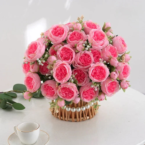 Artificial peony bouquet for indoor floral decoration - vue 4 sur 17