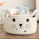 Cat head woven cotton storage baskets for office and home