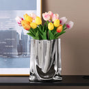 ceramic vase with silver frills for decorative flowers