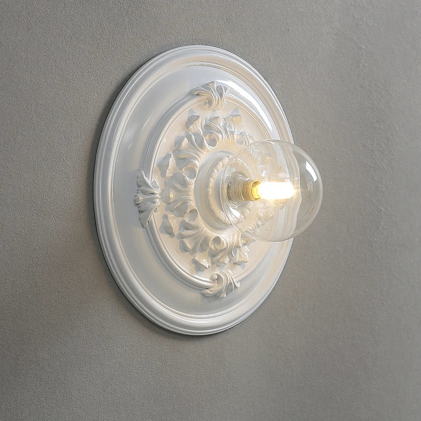 Vintage round carved wall light French design