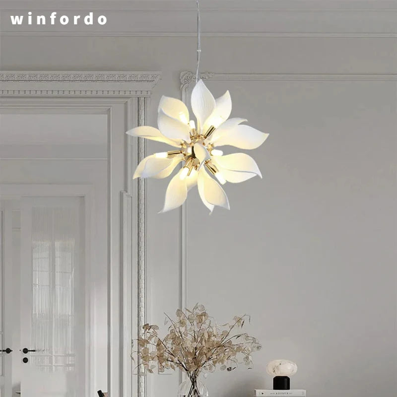 Nordic ceramic decorative leaf pendant light