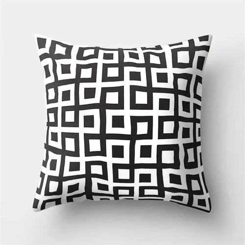 Decorative black and white wavy geometric cushion cover
