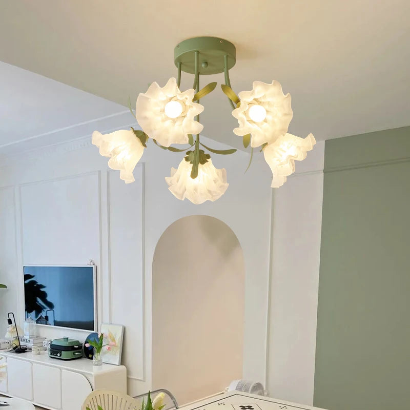 Nordic floral ceiling light with romantic design for elegant decor - vue 3 sur 24