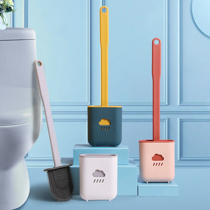 Silicone brush with holder and soft bristles for quick cleaning
