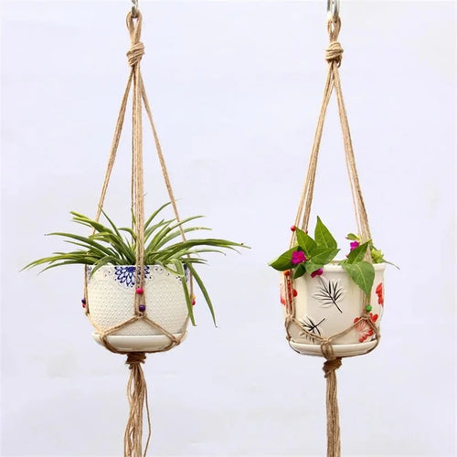 hemp rope hanging basket for decorative plants - vue 6 sur 16