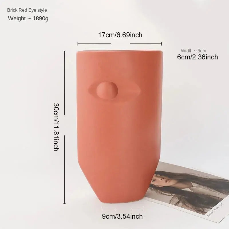 ceramic vase face art european style abstract decorative - vue 7 sur 8