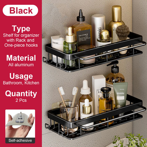 no-drill wall shelf for bathroom and kitchen storage - vue 11 sur 30