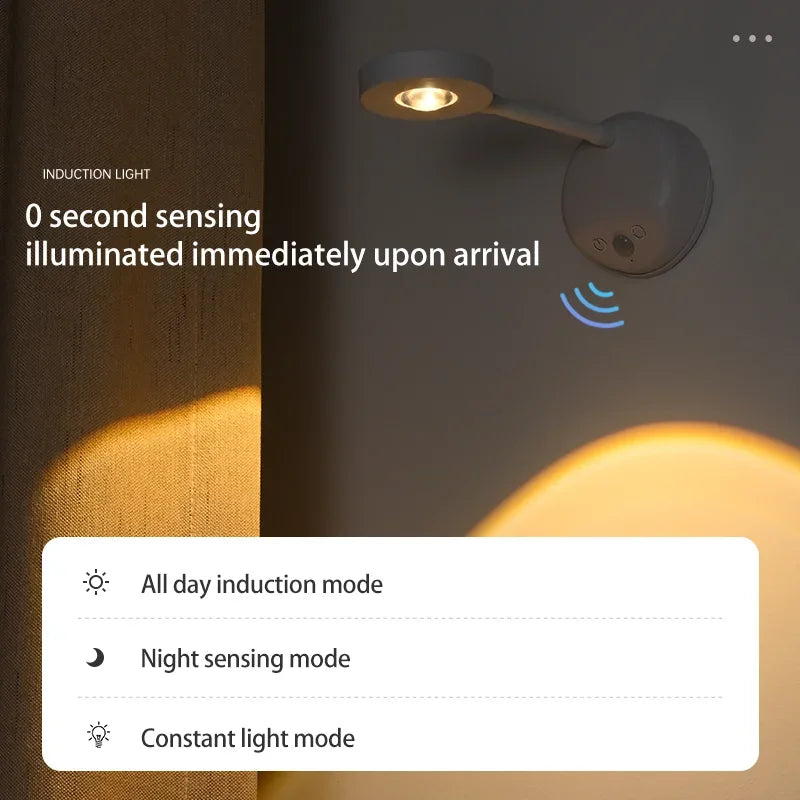 Smart wireless wall light with human detection and dimmable brightness - vue 4 sur 10