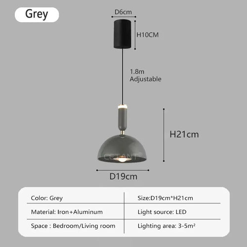 Nordic LED pendant light with adjustable height for home decoration, dining room, living room, bedroom, bedside lighting - vue 12 sur 14