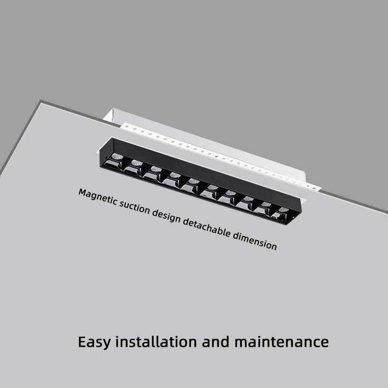 Creative linear rimless magnetic recessed LED ceiling light
