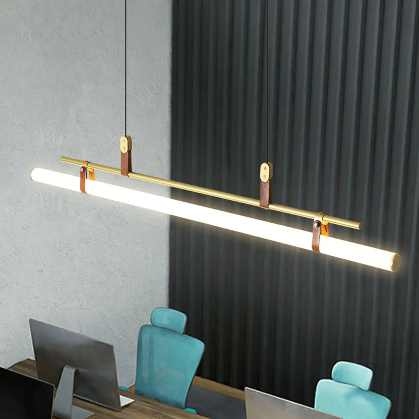 Minimalist LED tube strip pendant light chandelier