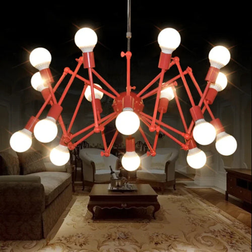 Adjustable industrial spider retro pendant light in iron - vue 5 sur 11